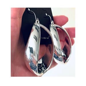 NWT E&L Made in Israel gorgeous sterling silver electroform Dangle Hoop earrings